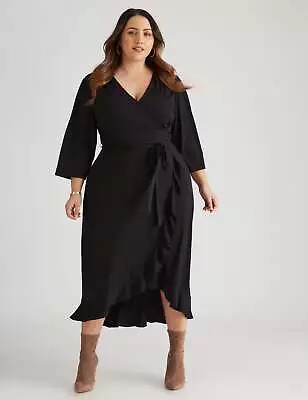 BeMe - Plus Size - Womens Dress -  Stetch Frill Wrap Dress • $31.11