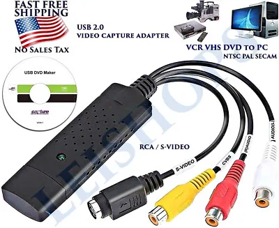 Usb Video Capture Converter Analog To Digital Vhs S-video V8 Pc Windows Ntsc Pal • $19.90