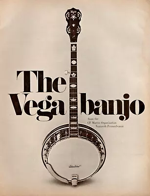 Vtg 1970s VEGA BANJO MAGAZINE PRINT AD By CF Martin Pinup Page 1975 • $7.99