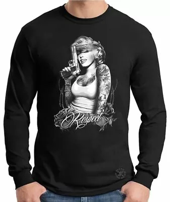 Marilyn Monroe RESPECT LONG SLEEVE SHIRT M-3XL Hollwood Gangster ~ TATS GUNS • $19.95