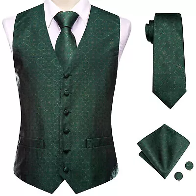 NEW Men's Paisley Design Dress Vest And Neck Tie Hankie Set For Suit Or Tuxedo • $20.83