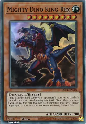 YuGiOh Mighty Dino King Rex DUNE-EN008 Super Rare 1st Edition • £1.19