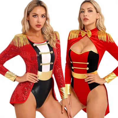 Womens Circus Ringmaster Costume Costume Outfits Halloween Party Showman Leotard • $10.99