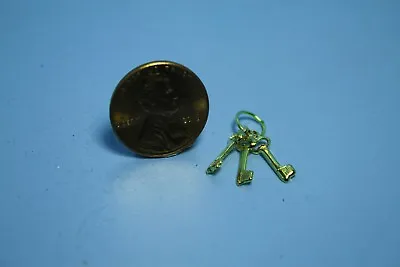 Dollhouse Miniature Old Fashion Skeleton Keys On Key Ring Gold MUL12 • $2.69