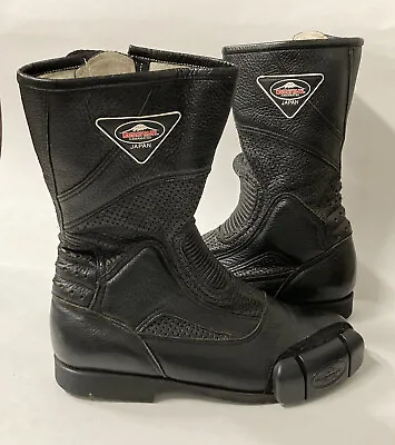 Rare Black Leather Kushitani Motorcycle Racing Boots Japan Size 255 Men’s 7.5 8 • $147.65