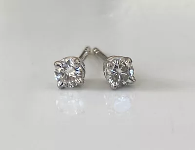 £196 • Buy 9CT WHITE Gold 1/4 CARAT  Diamond Stud Earrings 1/8 CARAT EACH STONE