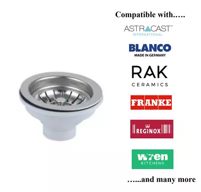 Basket Strainer 90mm Waste For Ceramic Sink RAK Belfast 50mm Extra-long Screw  • £12.49