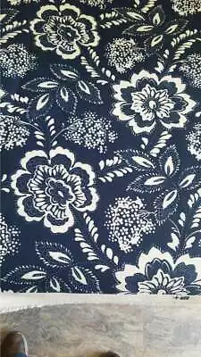 P Kaufmann Navy Flower Outdoor Fabric By The Yard  Stock N • $11.33