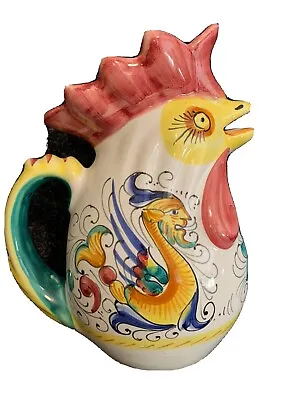 Granda Cuisin William Sonoma Rooster Hand Painted Pitcher Made In Italy 9 “ Tall • $22.99