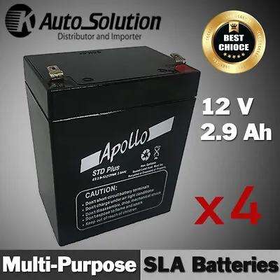 12V 2.9AH Sealed Lead Acid Battery Back-up Main Power Cyclic Security X 4sets • $159.99