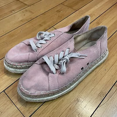 $25 • Buy Zara Trafaluc Suede Shoes Mauve Pink Lace-up Woven Platform Sole Size 39 = US 8