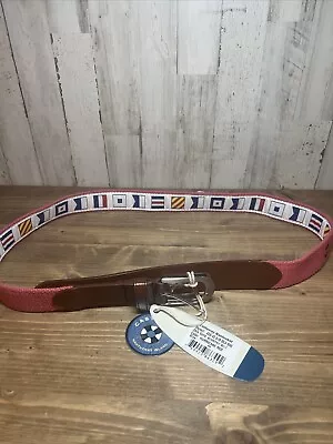 Castaway Nantucket Belt Mens Hurricane Red Canvas Bowspirit Anchor 1-1/4 Sz 34+ • $19.99