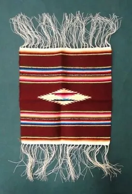 EARLY 1900's Antique MEXICO SMALL RUG Wool Cotton APPEARS UNUSED Signed • $24.95