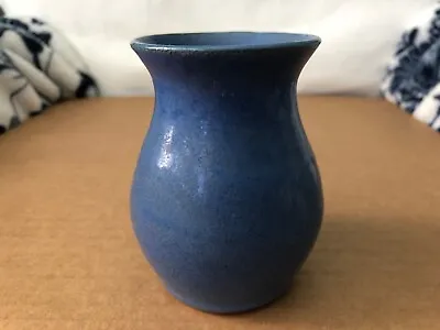 Vintage ART POTTERY Blue Vase Redware MCM Nouveau Arts Crafts • $49.99
