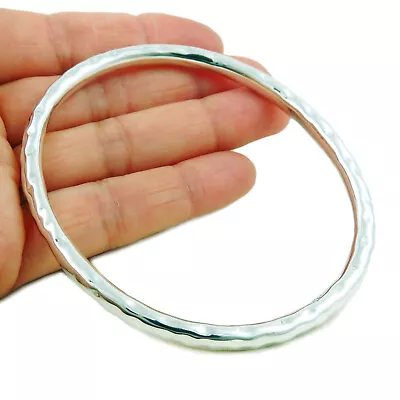 Large Hallmarked 925 Sterling Silver Oval Tube Bangle Jewellery For Women • £89.99