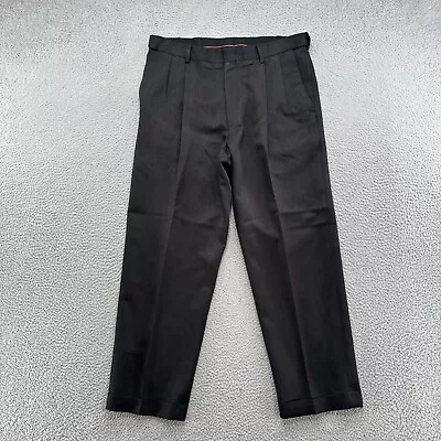 Haggar Black Comfort Expandable Elastic Waist Cuffed Men’s Dress Pants SZ 36x30 • $12.99