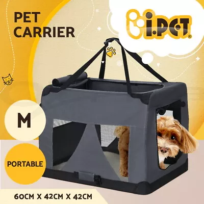 I.Pet Pet Carrier Soft Crate Dog Cat Travel Portable Cage Kennel Foldable Car M • $42.95