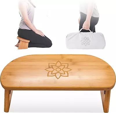 Folding Meditation Bench - Bamboo Kneeling Stool With Locking Magnetic Hinges • $57.32