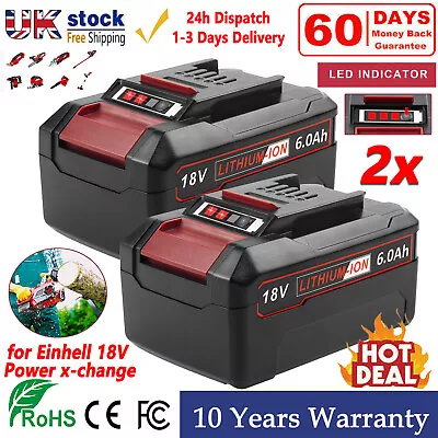 £61.19 • Buy 2X 6.0Ah Replacement Battery For Einhell 18V Power X-Change Lithium-Ion PXC Tool