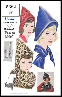 Vogue # 5362 Easy Draped Hat & Ascot & Muff Fabric Sewing Pattern Chapeau Chemo • $4.99