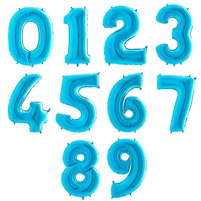 Happy Birthday Foil Balloon Numbers Blue Party 0-9 Boys Mens Decorations • £1.89