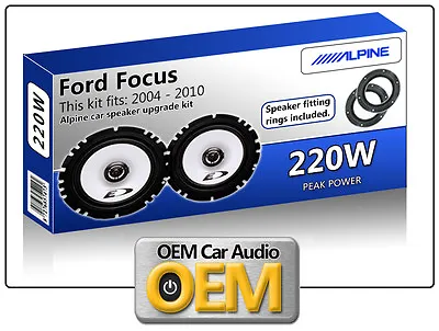 £62.99 • Buy Ford Focus Rear Door Speaker Kit Alpine Car Speakers + Speaker Adapters 220W