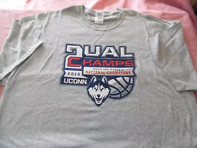 UConn Huskies  2014  Men's/Women Dual Champions  T-Shirt   2XL Gray • $20