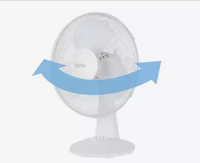 Desk Fan Home Office 16 Inch Oscillating 3 Speed Portable White Igenix DF1610 • £24.99