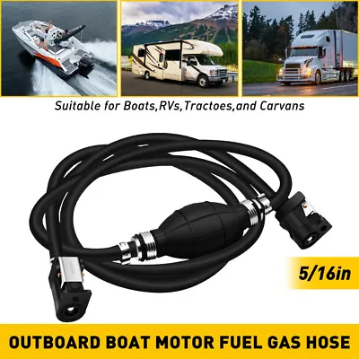 5/16 Marine Outboard Boat Motor Fuel Gas Hose Line Assembly With Primer Bulb 6FT • $19.99