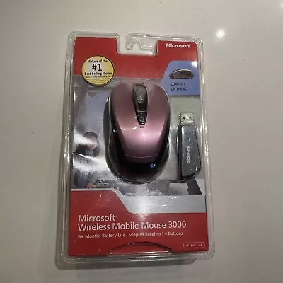 NIB Microsoft Wireless Mobile Mouse 3000 Special Edition Color Pink Fuschia • $29.99