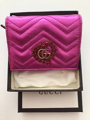 GUCCI Leather Wallet Women Fuxia Ruby. Made In Italy . Size (45”/35”) • $399