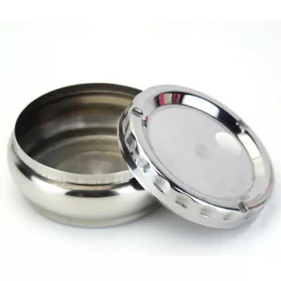 £5.99 • Buy Cigarette Lidded Ashtray Round Stainless Steel Silver Portable Windproof Ashtray