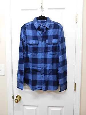 George Long Sleeve Super Soft Flannel Shirt-Blue Plaid-Small (34-36)-NWT • $9.99