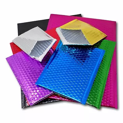 Gift Shiny Metallic Foil Bubble Wrap Padded Mailing Bags Envelopes - All Sizes • £52.72