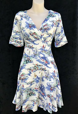 *NEW* SUNNY GIRL Vintage/Retro Styled Boats Short Sleeve Skater Dress Sz 8 • $35