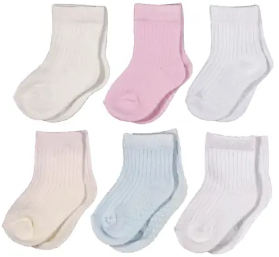 Baby SOCKS Girl Boy 3 Pairs Ribbed Triple Pack Cotton Rich • £3.29