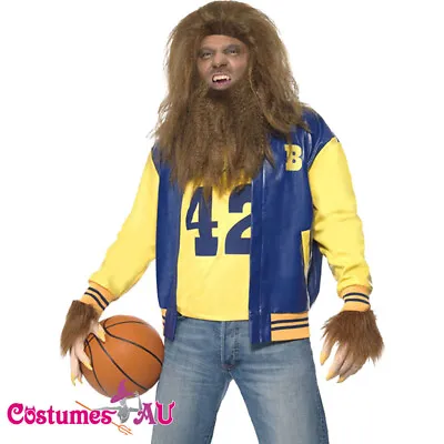 Mens Teen Wolf Costume 1980s 80s Movie Michael J Fox Halloween Werewolf Outfit • $85.49
