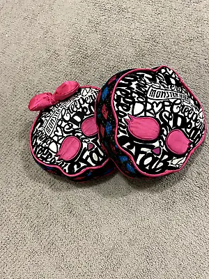 Monster High Skull Skullette Cuddle Pillow Plush Pink Bow - 2 Pieces RARE • $60