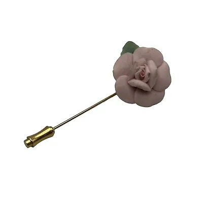 Vintage Stickpin Pin Ceramic Rose Gold Tone Flower Brooch  • $9.95
