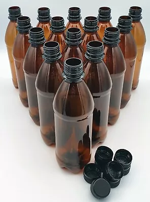 Brown Plastic 500ml PET Screw Cap Drinks Bottles Home Brew Beer X 10 Pack • £17.05