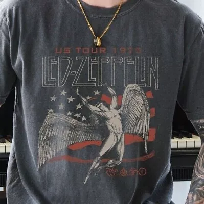 Led Zeppelin USA Tour 1975 T-Shirt Rock N Roll Band Comfort Colors 1717 Tee • $17.95