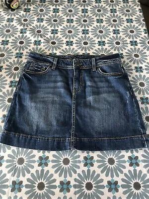 Marks & Spencer Denim Mini Skirt Mid Blue Generous Size 6 • £6