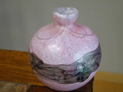 Vintage Signed MDINA Art Glass Bud Vase - Michael Harris ?  3-5/8  Tall FREESHIP • $34.99