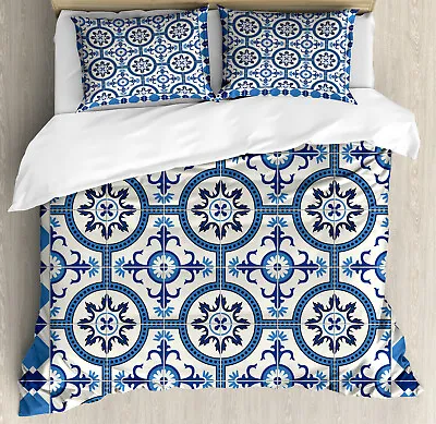 Retro Duvet Cover Set With Pillow Shams Moroccan Arabesque Mosaic Print • $89.99