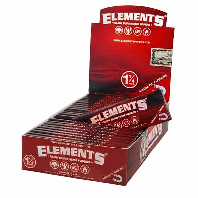 $25.99 • Buy Elements Red Slow Burn Hemp 1 1/4 Size Rolling Papers 25 Packs Full Box Dispaly