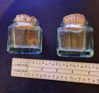 2 Vintage Green Glass Bottles With Corks  • $7
