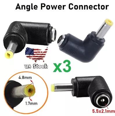 3x DC Power Connector 90 Degree Right Angle 5.5x2.1mm Female To 4.8x1.7mm Male • $3.19