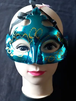 Mens Woman Turquoise Masquerade Ball Costume Halloween Christmas  Cruise Masks • £4.75
