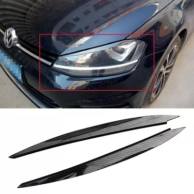 2X Carbon Fiber Headlight Eyebrow Eyelids Trim Cover For VW Golf 7 GTI GTD R MK7 • $19.99