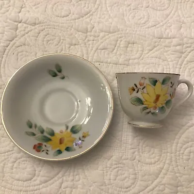 1 Vintage Tea Cup And Saucer Made In Occupied Japan- Yellow Lotus Flower • $0.99